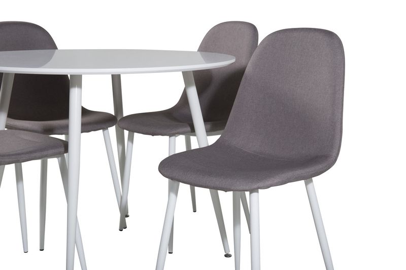 Venture Home Plaza & Polar Runt Matbord ⌀100 Vit + 4 st Matstolar Grå