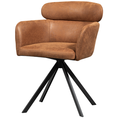 WOOOD Fenne Svängbar Matstol i Läderlook Konjak 2 st