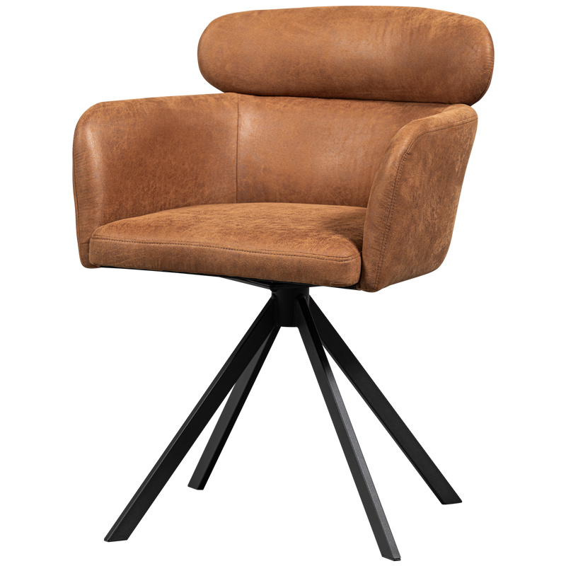 WOOOD Fenne Svängbar Matstol i Läderlook Konjak 2 st