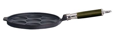 Ronneby Bruk, Plättpanna Gjutjärn 22,5 cm - 7 Urtag & Silikonklätt Rostfritt Handtag