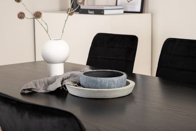 Venture Home Windu & Piazza 6 st Matstolar Svart + Rektangulärt Matbord 180 x 90 Svart