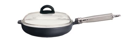 Ronneby Bruk, Traktörstekpanna Gjutjärn 24 cm Glaslock & Rostfritt Handtag