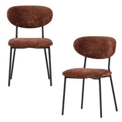 WOOOD Kjeld Matstol i Brun Chenille 2 st