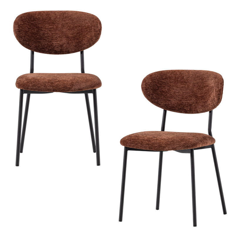 WOOOD Kjeld Matstol i Brun Chenille 2 st