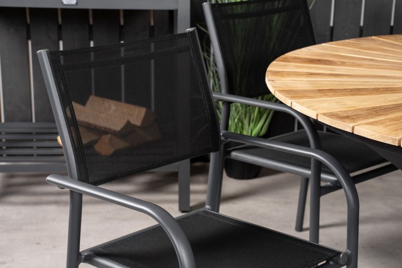 Venture Home Mexico & Santorini Runt Matbord ⌀140 Svart + Matstolar 6-pack Svart