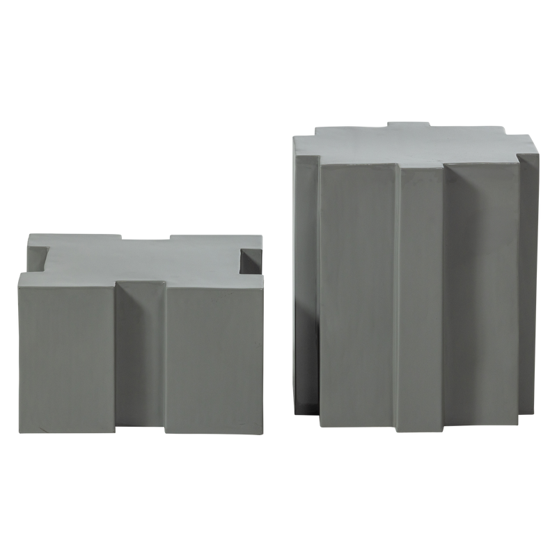 WOOOD Jasmir Sidobord Set - Metall Grå