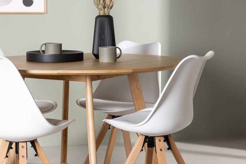 Venture Home Yakidon & Zeno Runt Matbord ⌀120 Brun + 4 st Matstolar Vit