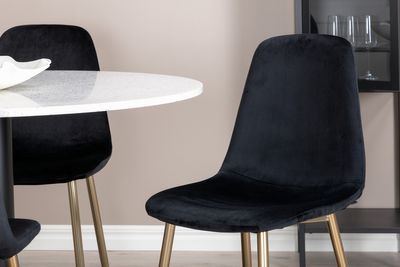 Venture Home Razzia & Polar Runt Matbord ⌀106 Vit + 4 st Matstolar Svart