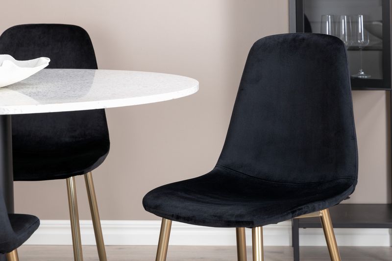 Venture Home Razzia & Polar Runt Matbord ⌀106 Vit + 4 st Matstolar Svart