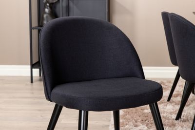 Venture Home Petra & Velvet Rektangulärt Matbord 190 x 90 Svart + 6 st Matstolar Svart