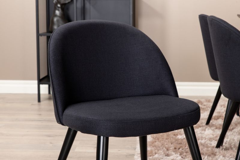 Venture Home Petra & Velvet Rektangulärt Matbord 190 x 90 Svart + 6 st Matstolar Svart