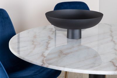 Venture Home Estelle & Polar Runt Matbord ⌀106 Vit + 6 st Matstolar Blå