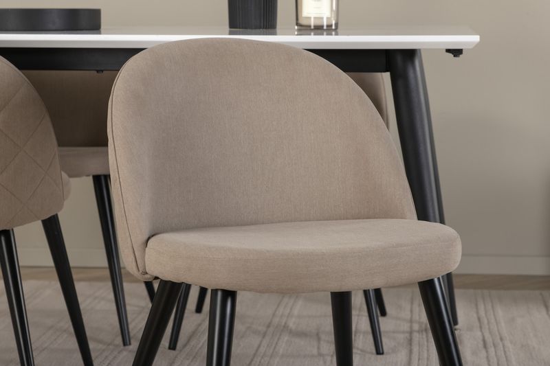 Venture Home Jimmy & Velvet Rektangulärt Matbord 150 x 90 Vit + 4 st Matstolar Beige