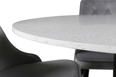 Venture Home Razzia & Velvet Deluxe Runt Matbord ⌀106 Vit + 4 st Matstolar Ljusgrå