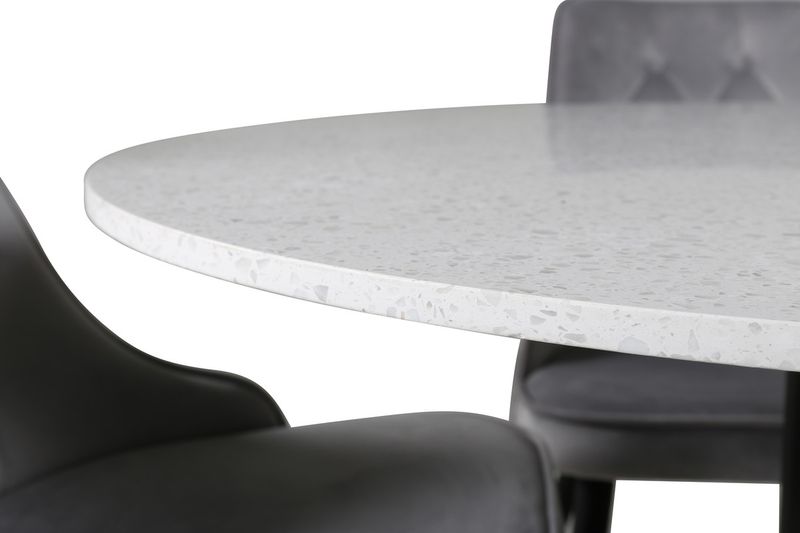 Venture Home Razzia & Velvet Deluxe Runt Matbord ⌀106 Vit + 4 st Matstolar Ljusgrå