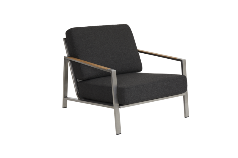 Brafab Naos fåtölj rostfritt stål/nearly black