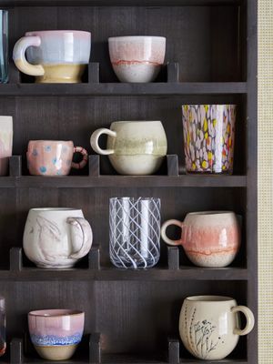 Bloomingville Palma Mugg, Grön, Stengods - 4-pack