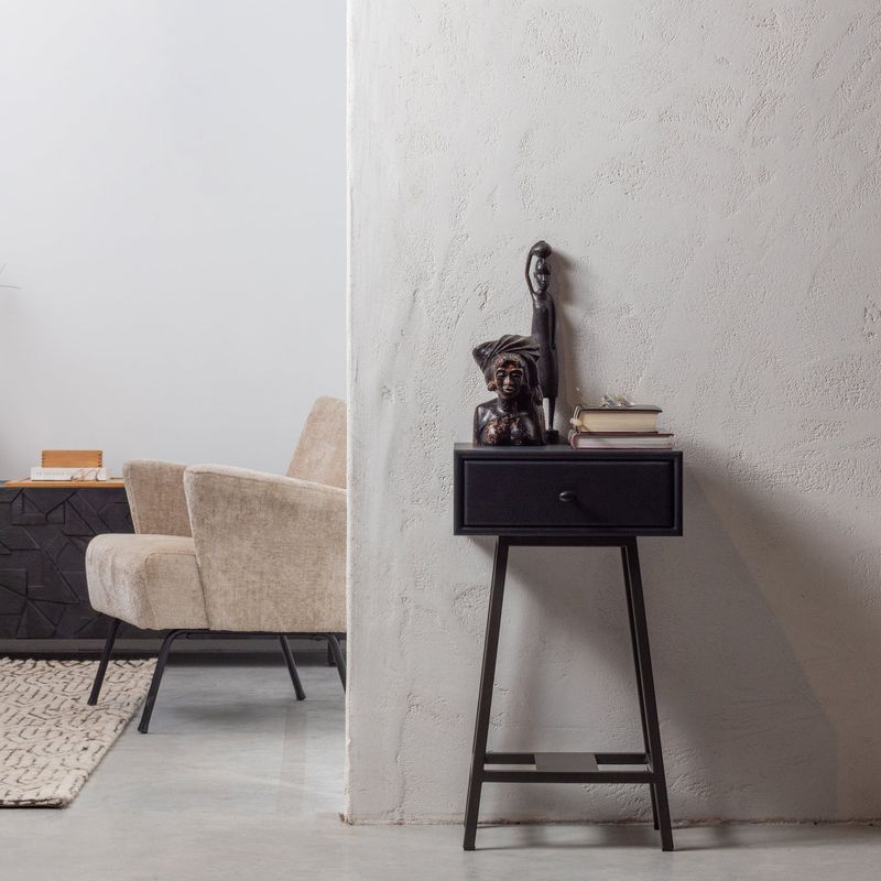 WOOOD Skybox Sidobord i Mangoträ och Metall, Svart