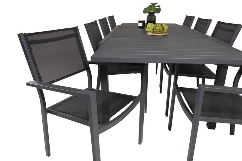 Venture Home Copacabana & Marbella Matstolar Svart + Rektangulärt Matbord 160 x 100 Svart