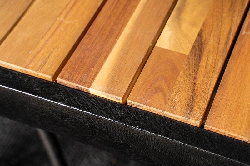 Venture Home Anna & Bois 6 st Matstolar Svart + Rektangulärt Matbord 205 x 90 Natur