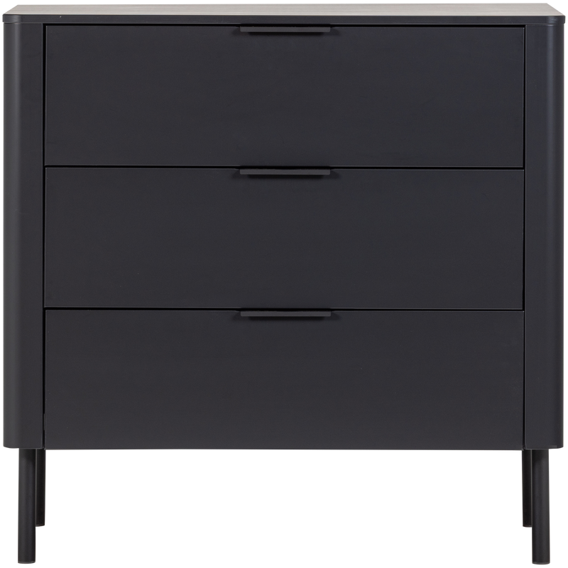 WOOOD Gunnar Byrå med Lådor i Matt Svart Furu