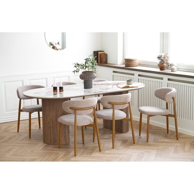 House Nordic Levanto Matstol Sand / Naturell 2-pack