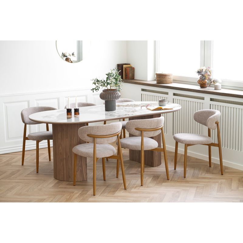 House Nordic Levanto Matstol Sand / Naturell 2-pack
