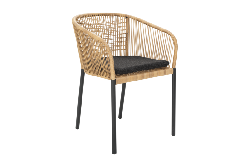 Brafab Delta Stol Svart / Natural Wicker / Teddy Black