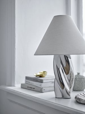 Bloomingville Silva Bordslampa, Silver, Stengods, Ø35xH49 cm