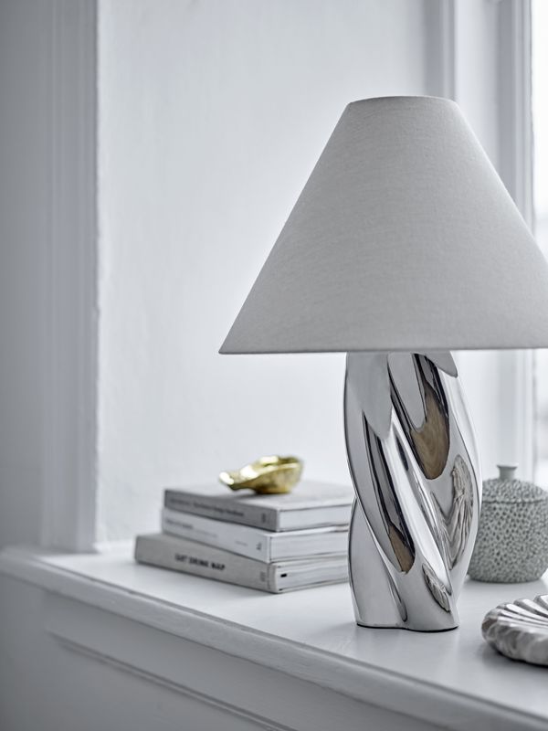 Bloomingville Silva Bordslampa, Silver, Stengods, Ø35xH49 cm