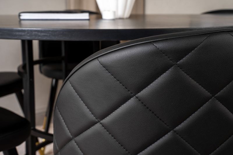 Venture Home Copenhagen & Velvet Runt Matbord ⌀140 Svart + 6 st Matstolar Svart