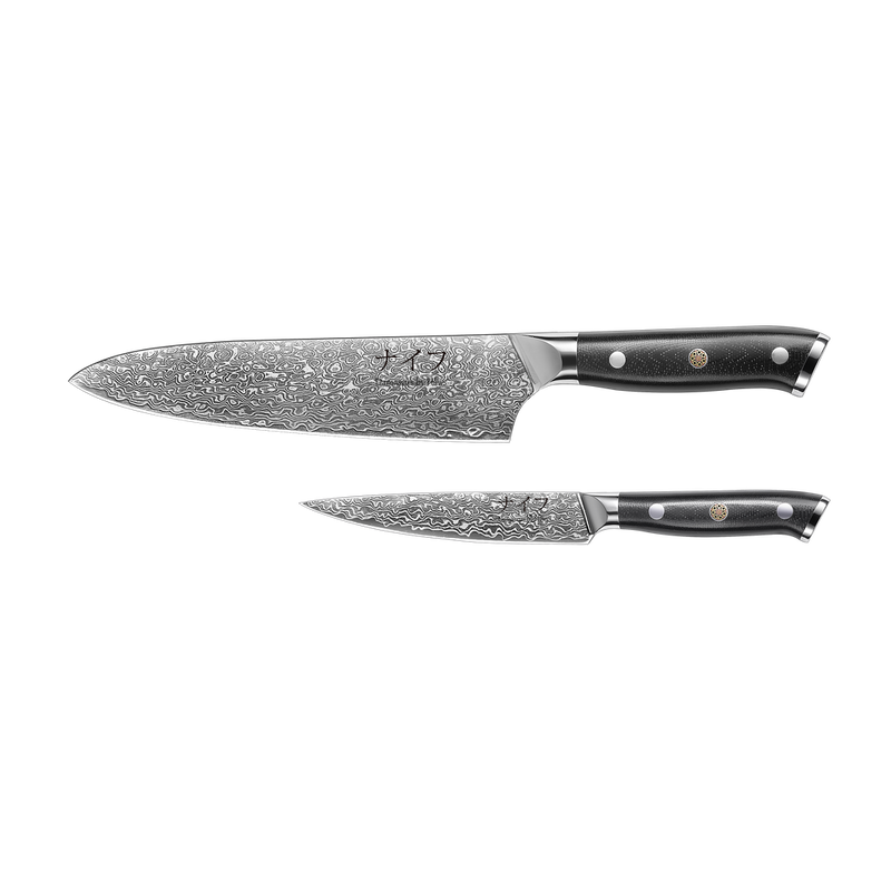 Damaskus By Hâws G10 Kockkniv 32 cm + Allkniv 24 cm