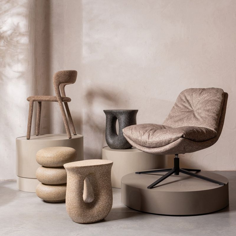 WOOOD Moson Sidobord med Spikkels Beige Grön 2 st