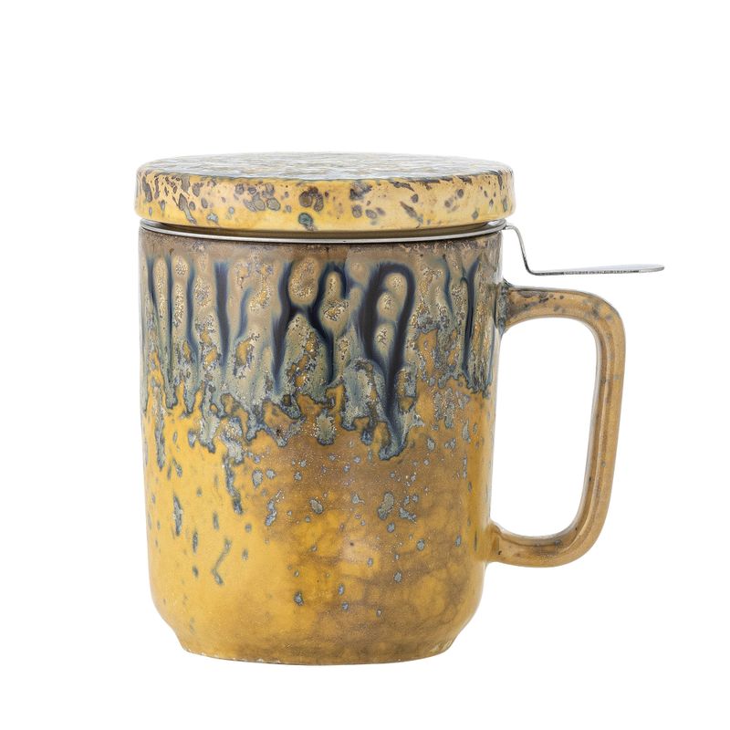 Creative Collection Yuma Mugg w/Lid and Strainer, Gul, Stengods - 6-pack