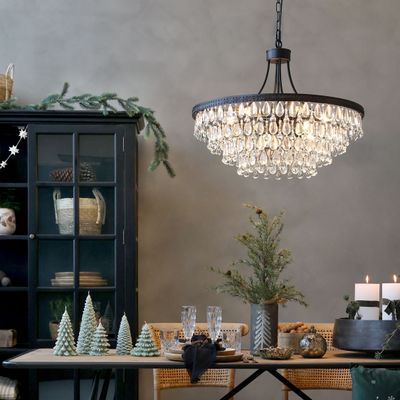 Chiq Antique Versailles Ljuskrona med droppformade glasprismor