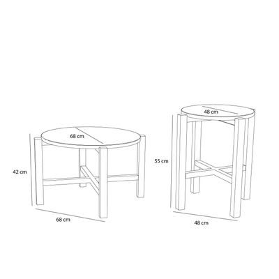 Hübsch Four Soffbord Natur (set om 2) ø68xh42cm, ø48xh55cm