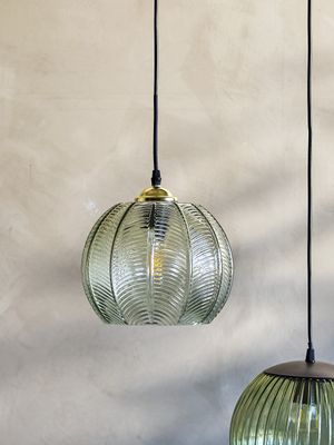 Bloomingville Adar Taklampa, Grön, Glas, Ø22xH20 cm