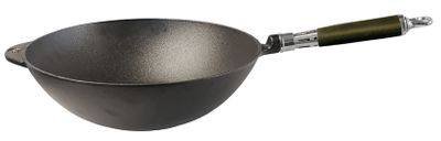 Ronneby Bruk, Wokpanna Gjutjärn 32 cm Silikonklätt Rostfritt Handtag