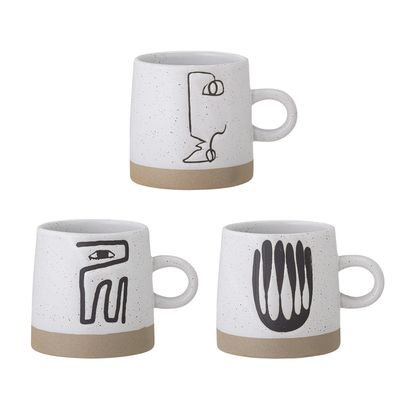Bloomingville Eliana Mugg, Grå, Stengods - 4-pack