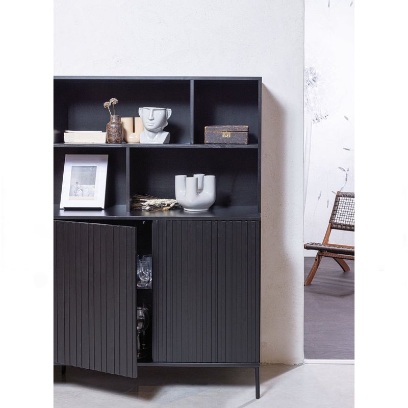 WOOOD New Gravure Väggskåp i svart furu