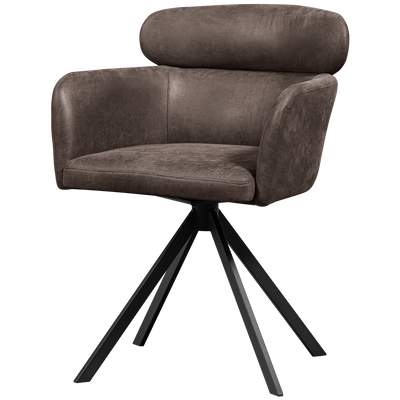 WOOOD Fenne Snurrbar Matstol i Läderlook - Svart 2 st