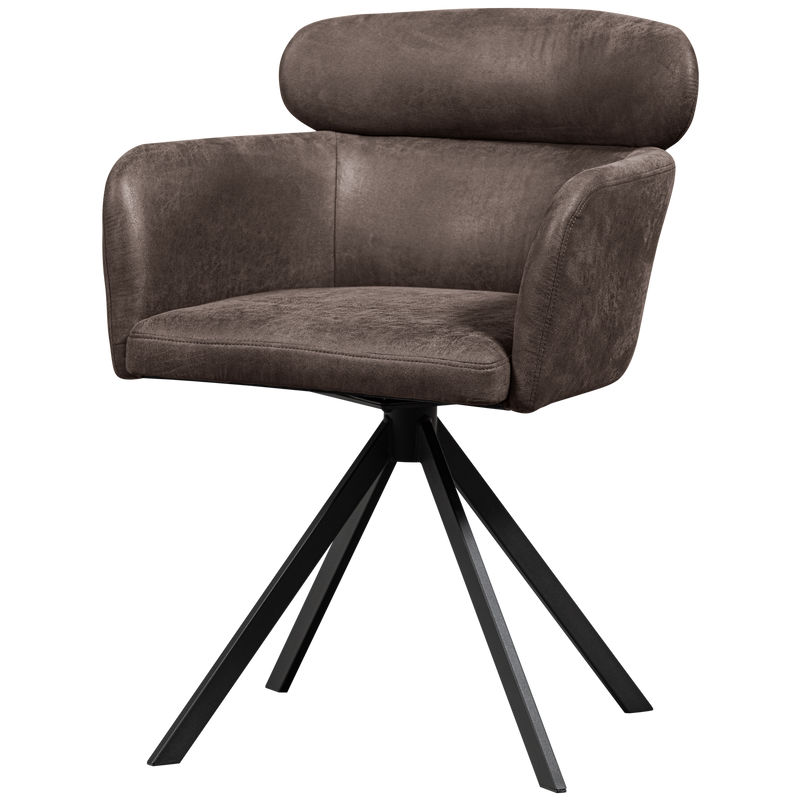 WOOOD Fenne Snurrbar Matstol i Läderlook - Svart 2 st