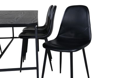 Venture Home Uno & Polar Rektangulärt Matbord 200 x 90 Svart + 6 st Matstolar Svart