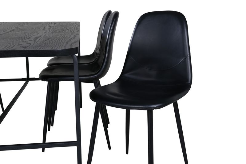 Venture Home Uno & Polar Rektangulärt Matbord 200 x 90 Svart + 6 st Matstolar Svart