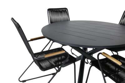Venture Home Alma & Bois Runt Matbord ⌀120 Svart + 4 st Matstolar Svart