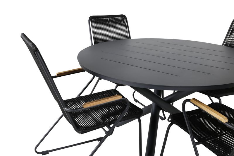 Venture Home Alma & Bois Runt Matbord ⌀120 Svart + 4 st Matstolar Svart