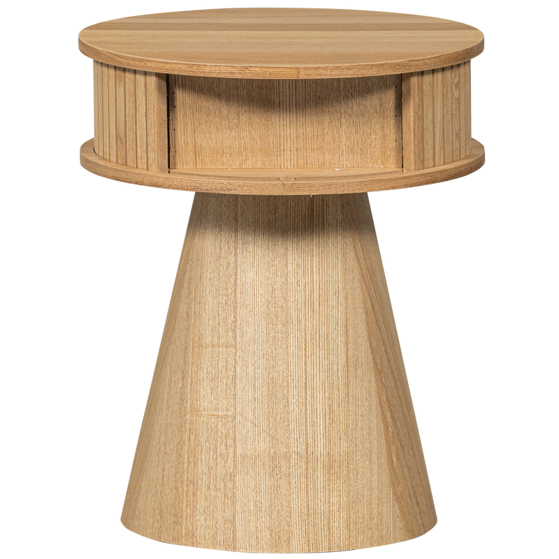 WOOOD Karri Runt Nattduksbord i MDF och Furu, Naturlig