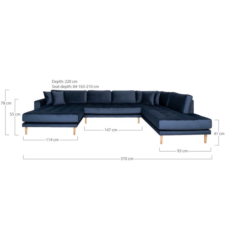 House Nordic Lido U-soffa Öppen Ände Mörkblå