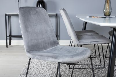 Venture Home Muce & Polar 6 st Matstolar Grå + Rektangulärt Matbord 240 x 100 Vit