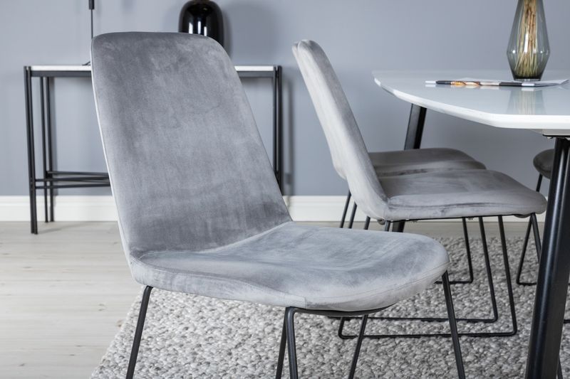 Venture Home Muce & Polar 6 st Matstolar Grå + Rektangulärt Matbord 240 x 100 Vit